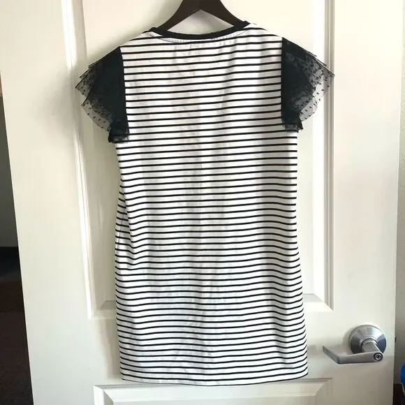 Adrienne Vittadini Women's Dresses Black White Stripe Mini Dress Size XS - Picture 3 of 8